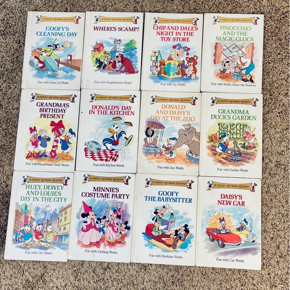 Disney Rhyming Reader Set of 24 Hardback Books Grolier Mickey Minnie Lot 1988